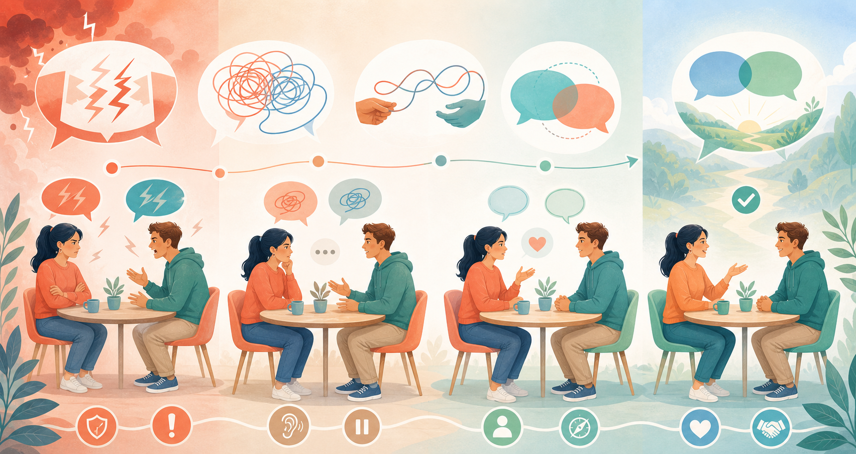 Unieke illustratie bij Gesprekken die minder snel verharden
