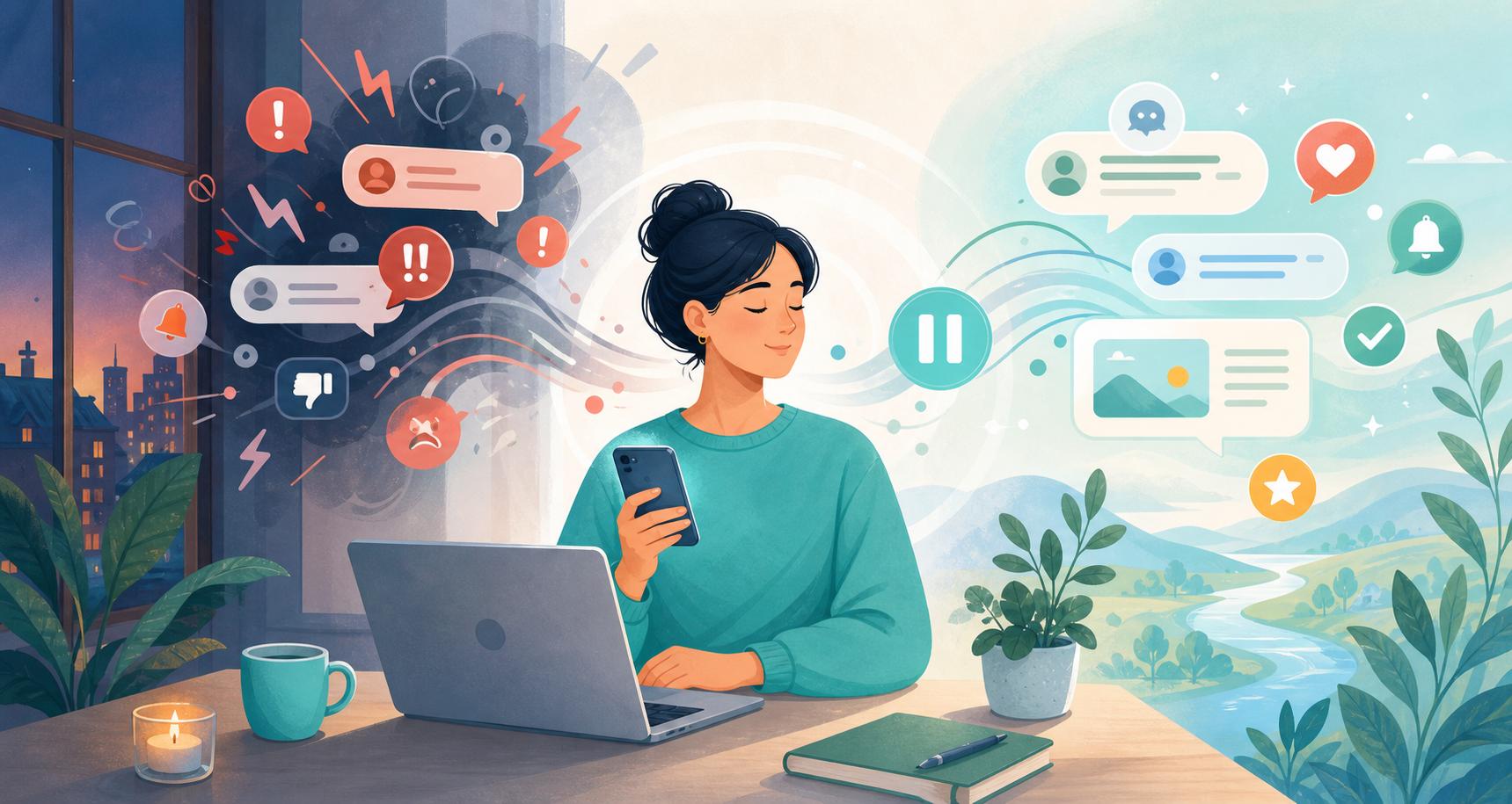 Unieke illustratie bij Online rust houden